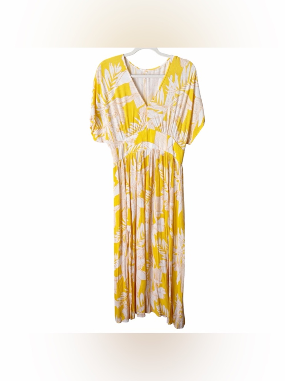 Cupshe | Selena Maxi Dress Double Slit Floral Tropical Summer Yellow White Large - Picture 2 of 6